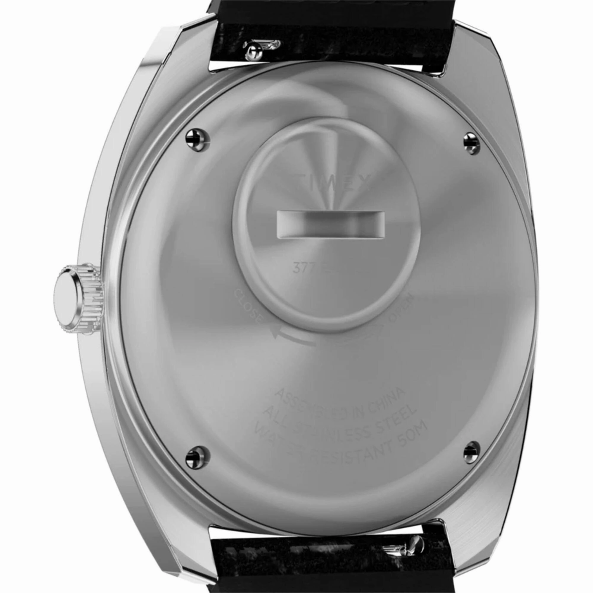 Timex Men's Watch - Q Timex Quartz Date Green Dial Black Leather Strap | TW2W44700