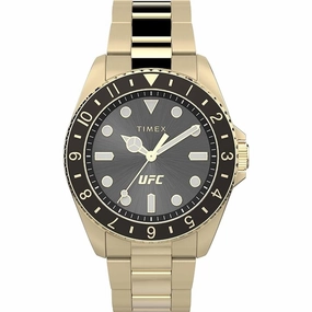 Timex Men's Watch - UFC Debut Quartz Black Dial Yellow Gold Bracelet | TW2V96100GP