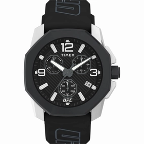 Timex Men's Watch - UFC Icon Quartz Chronograph Black Dial Silicone Strap | TW2V58600