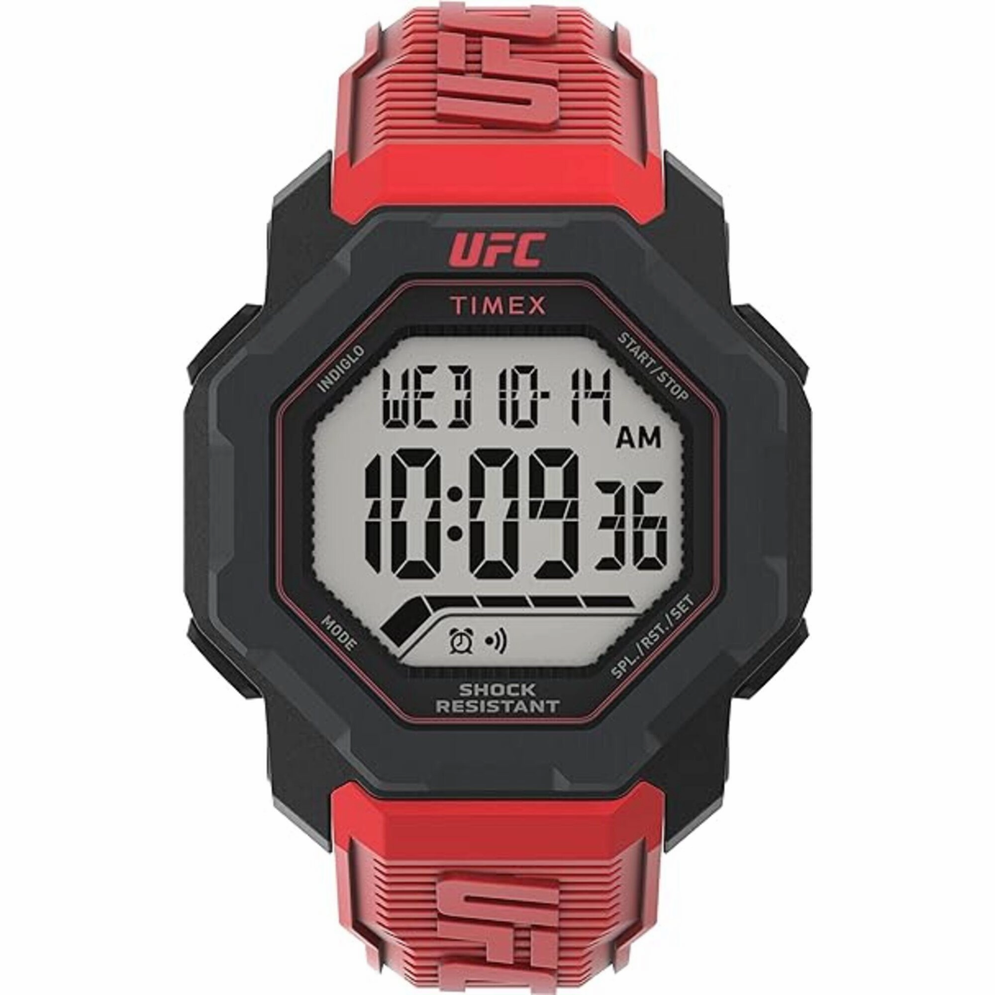 Timex Men's Watch - UFC Knockout Chrono Grey Digital Dial Red Resin Strap | TW2V88200