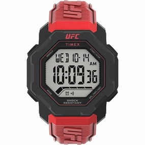Timex Men's Watch - UFC Knockout Chrono Grey Digital Dial Red Resin Strap | TW2V88200