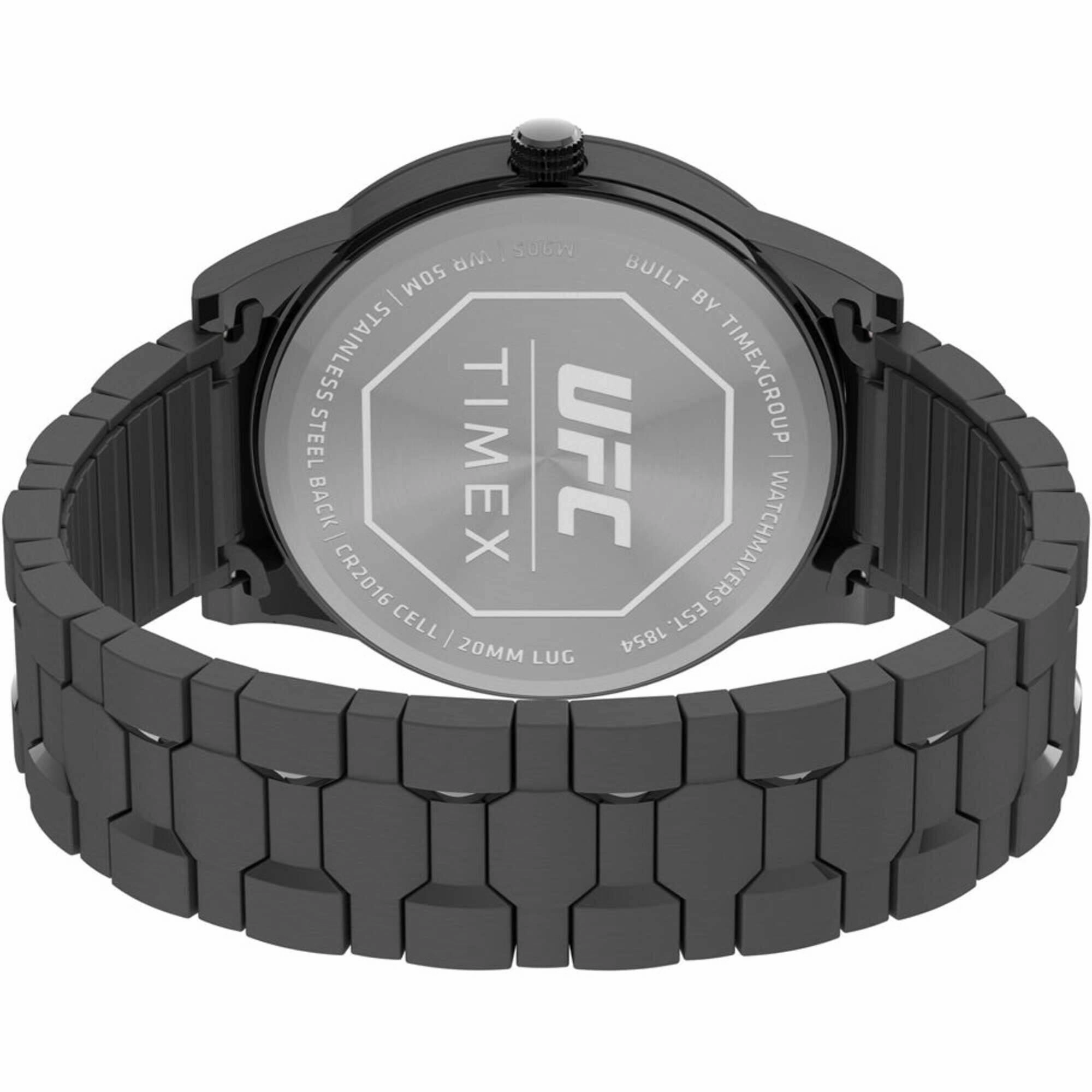 Timex Men's Watch - UFC Legend Black Dial Quartz Gunmetal Steel Bracelet | TW2V56200JT