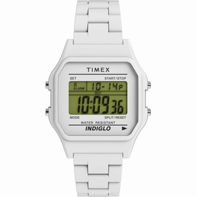 Timex Unisex Watch - 80 Digital Dial White Plastic Case Resin Bracelet | TW2V20100