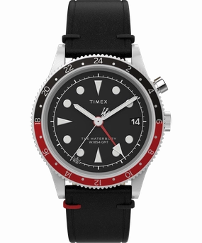 Timex Waterburry 39mm Leather Black Dial Watch TW2W22800