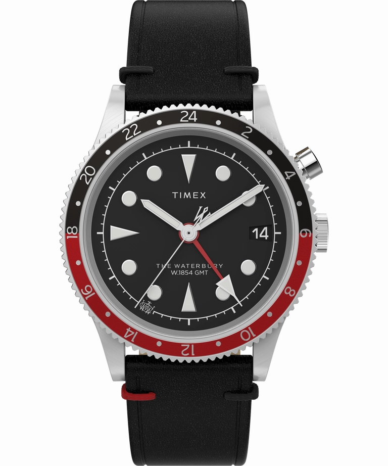 Timex Waterburry 39mm Leather Black Dial Watch TW2W22800