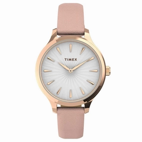 Timex Women's Quartz Watch - Peyton White Dial Genuine Leather Strap | TW2V06700VQ