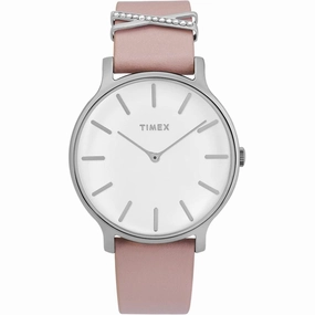 Timex Women's Quartz Watch - Transcend White Dial Leather Strap | TW2T47900