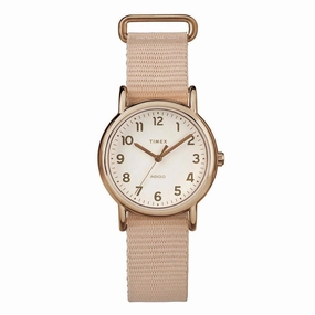 Timex Women's Strap Watch - Weekender Cream Dial Quartz Pink Nylon | TW2R59900JV