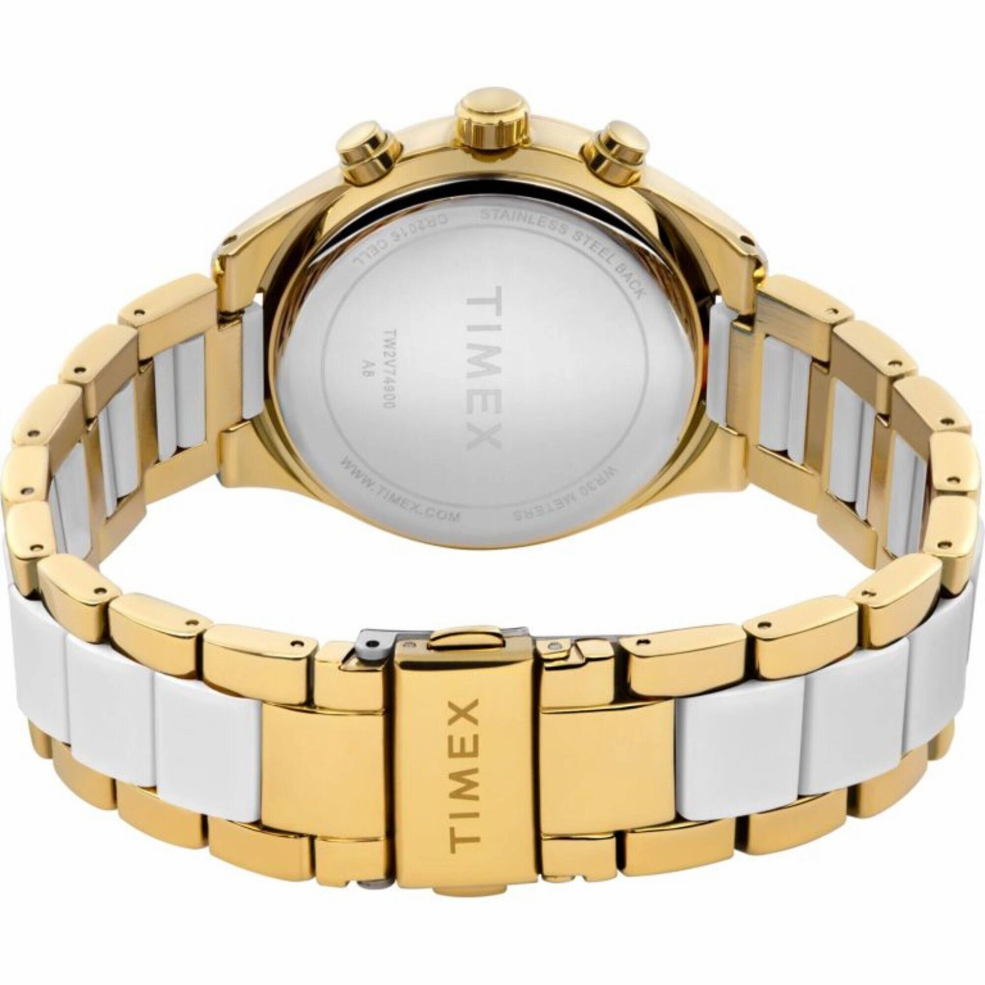 Timex Women's Watch - Classic Two Tone Yellow Gold and White Bracelet | TW2V74900