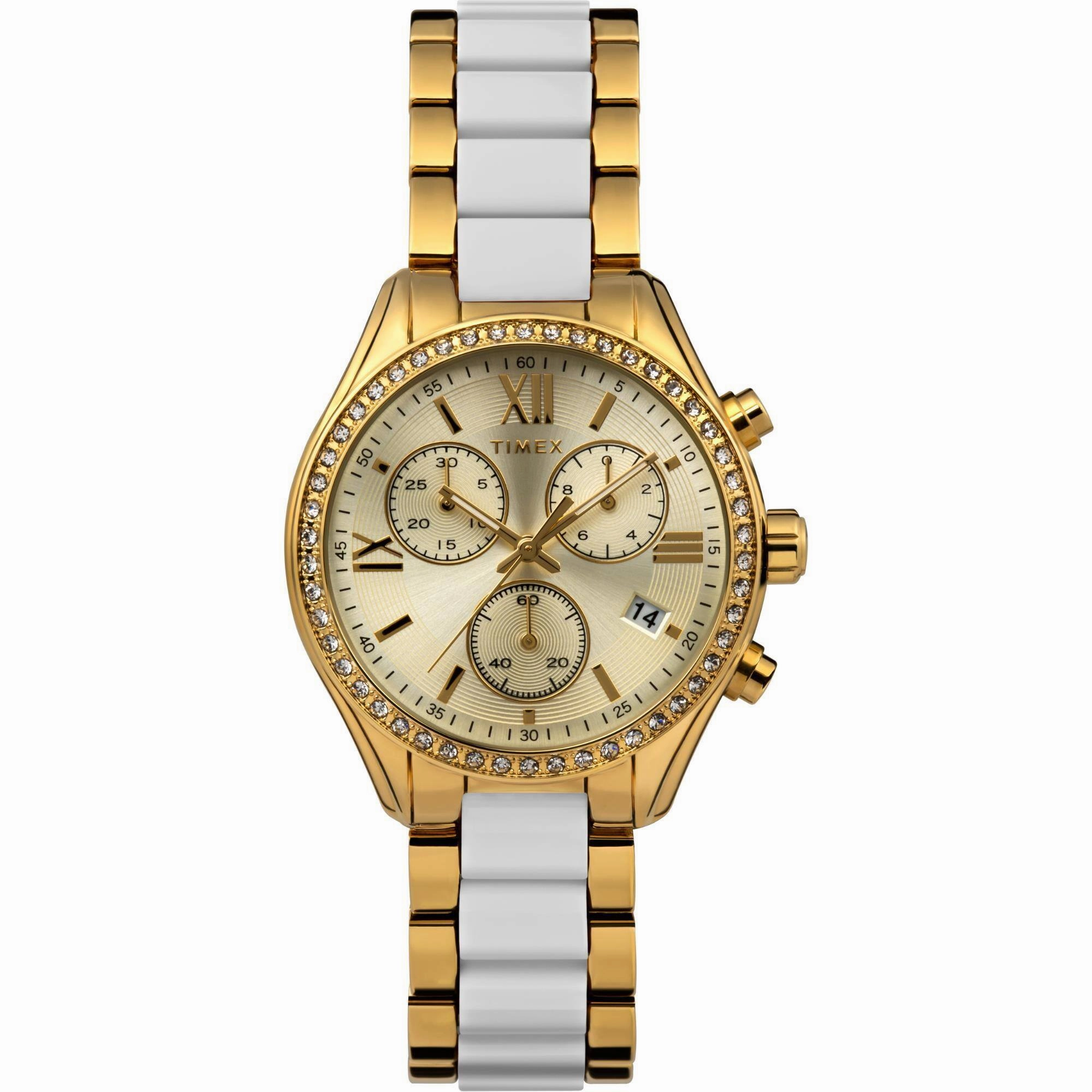 Timex Women's Watch - Classic Two Tone Yellow Gold and White Bracelet | TW2V74900