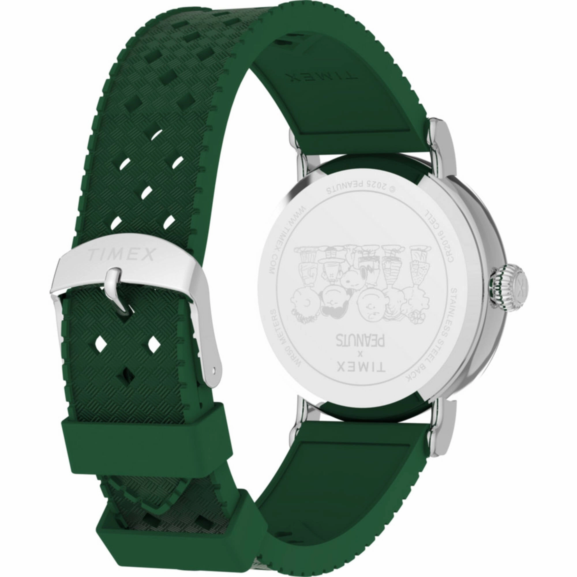 Timex Women's Watch - Peanuts White Dial Green Synthetic Rubber Strap | TW2W78900