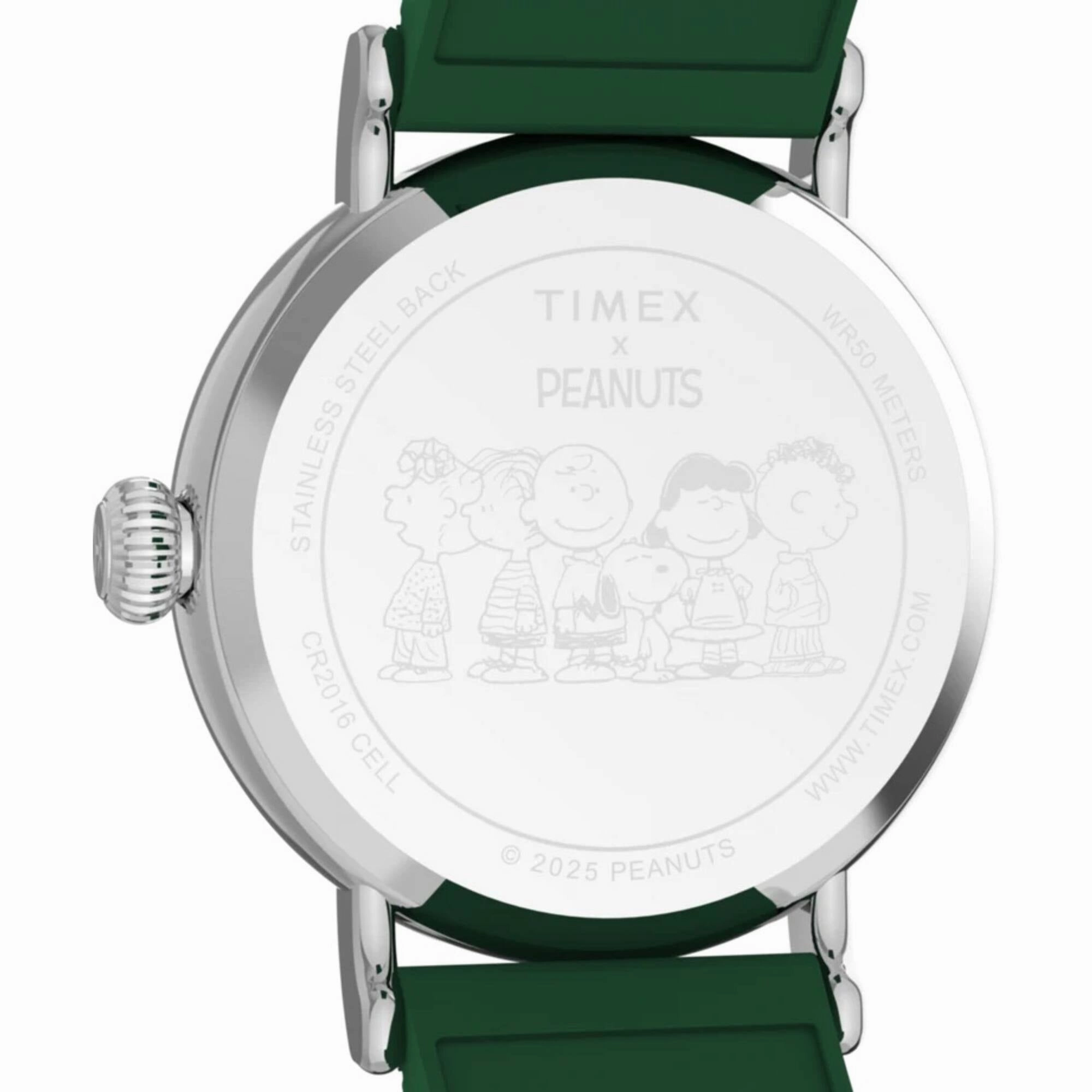 Timex Women's Watch - Peanuts White Dial Green Synthetic Rubber Strap | TW2W78900