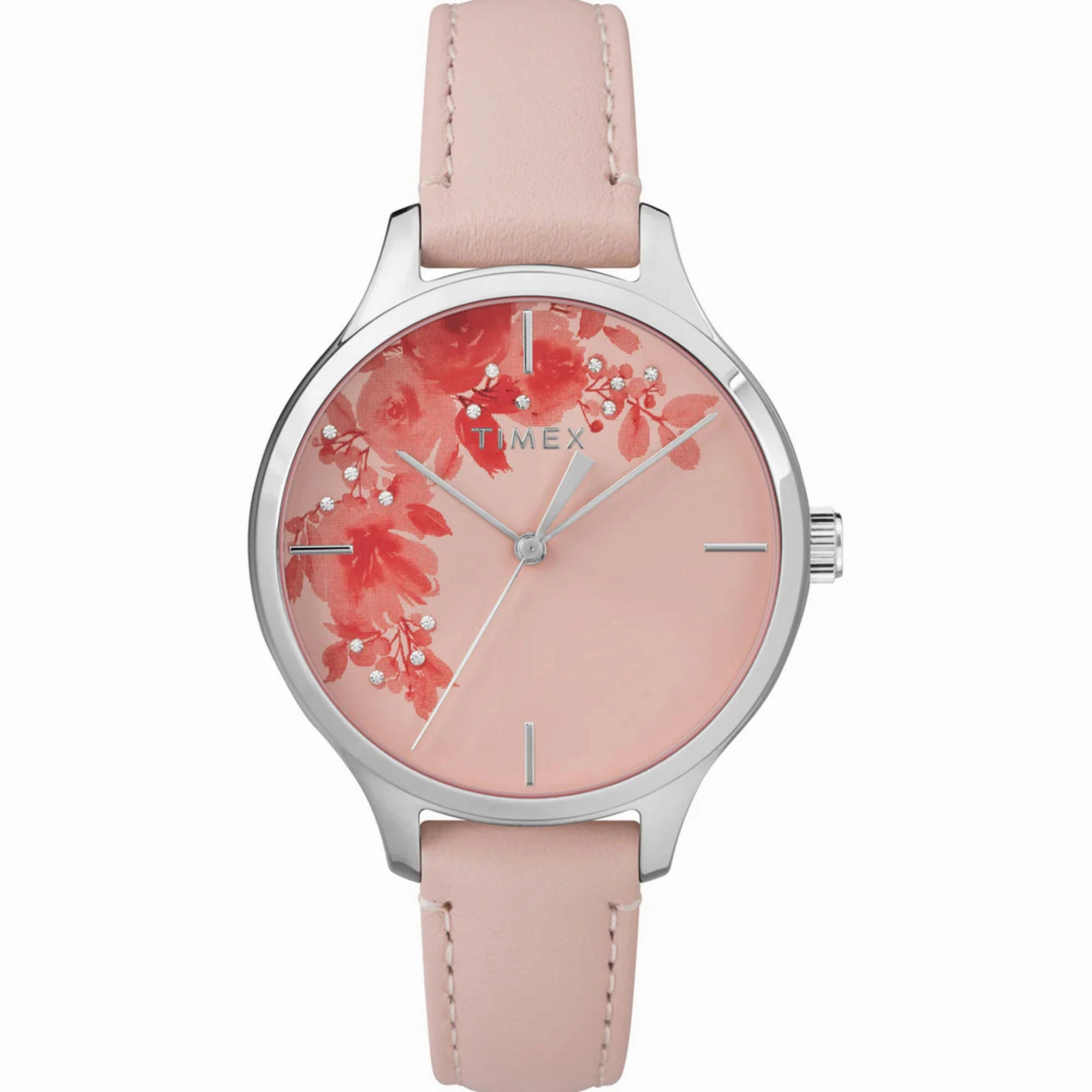 Timex Women's Watch - Peyton Quartz Crystal Accents Pink Floral Dial Strap | TW2R66600