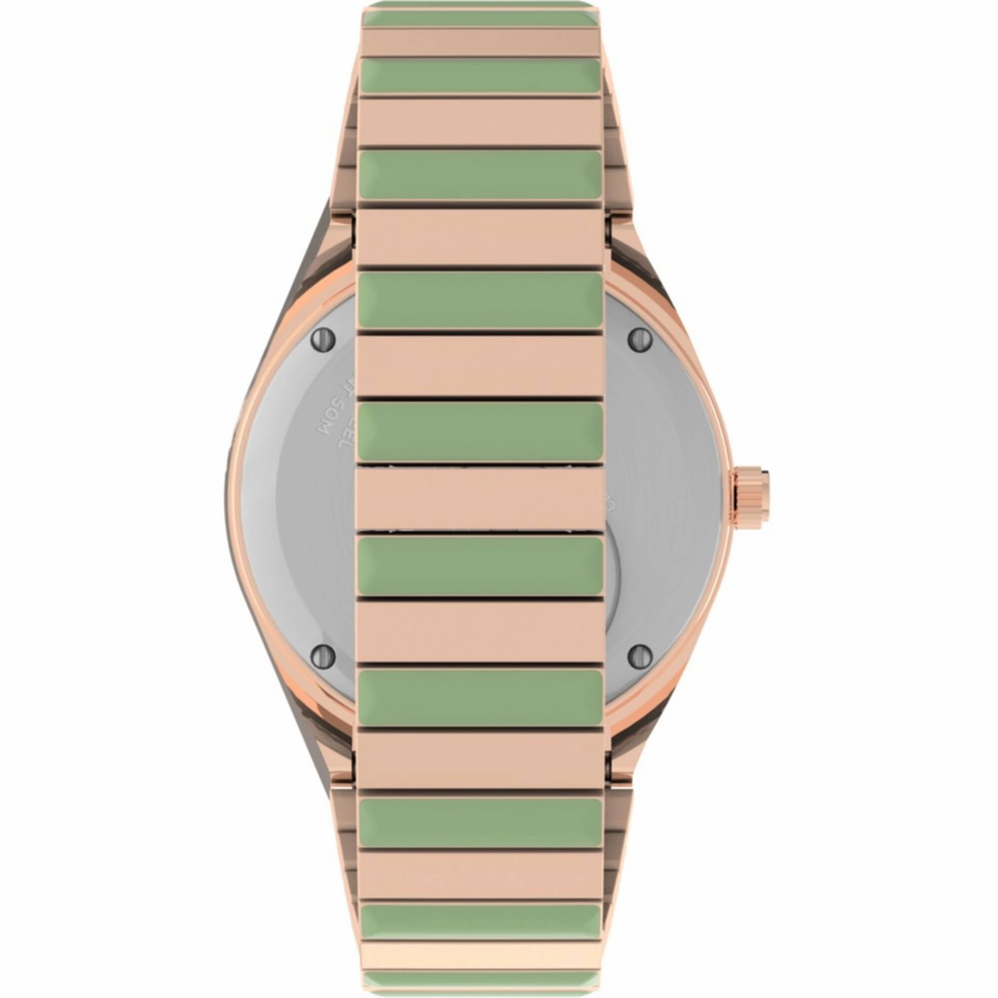 Timex Women's Watch - Q Malibu Quartz Green Dial Two Tone Bracelet | TW2V38700