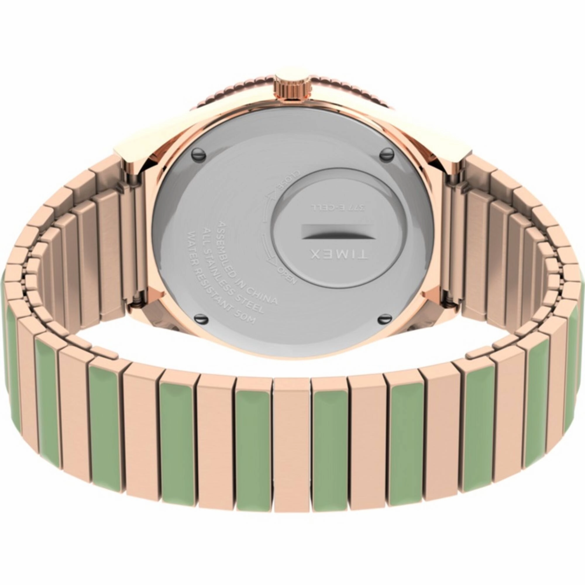 Timex Women's Watch - Q Malibu Quartz Green Dial Two Tone Bracelet | TW2V38700
