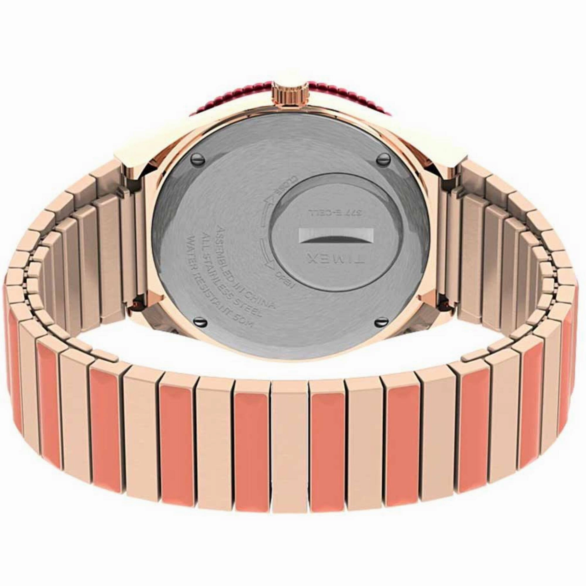 Timex Women's Watch - Q Malibu Rotating Bezel Pink Dial Expansion Bracelet | TW2V38600