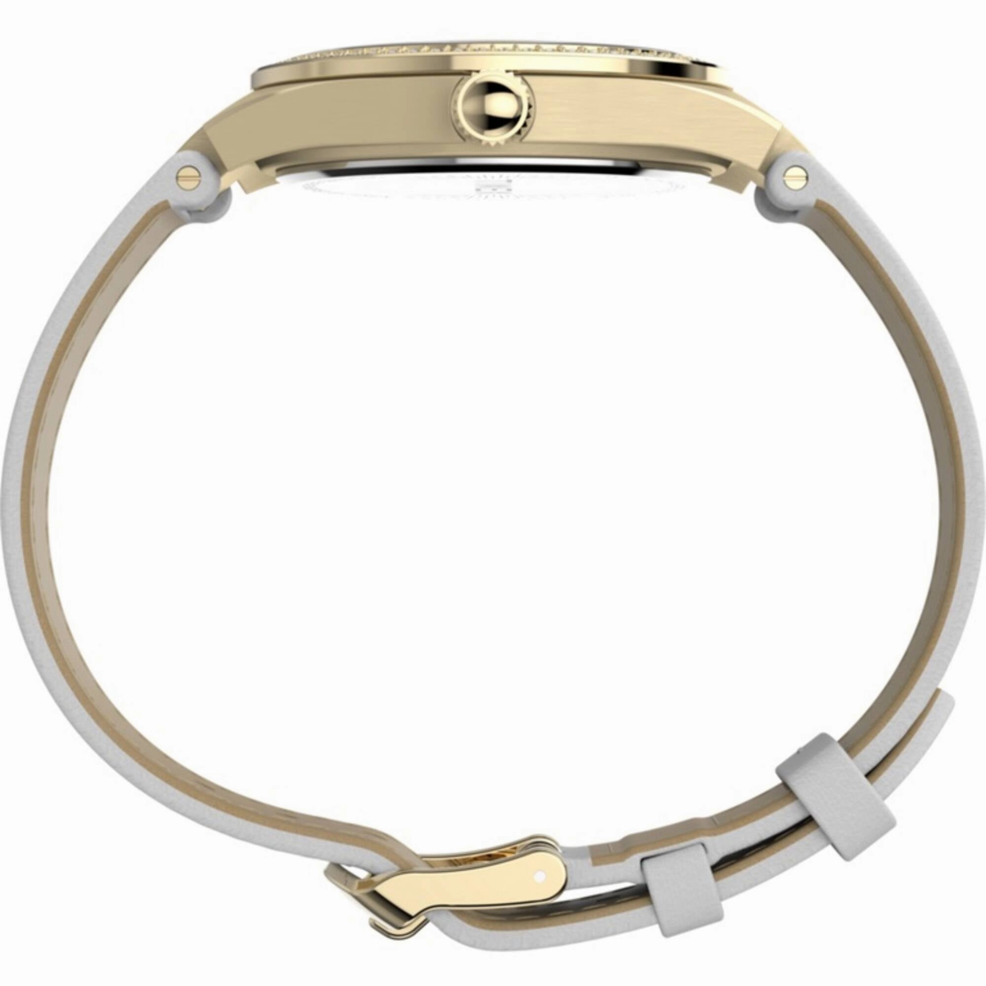 Timex Women's Watch - Simone Chrono Crystal Bezel White Dial Leather Strap | TW2V80500