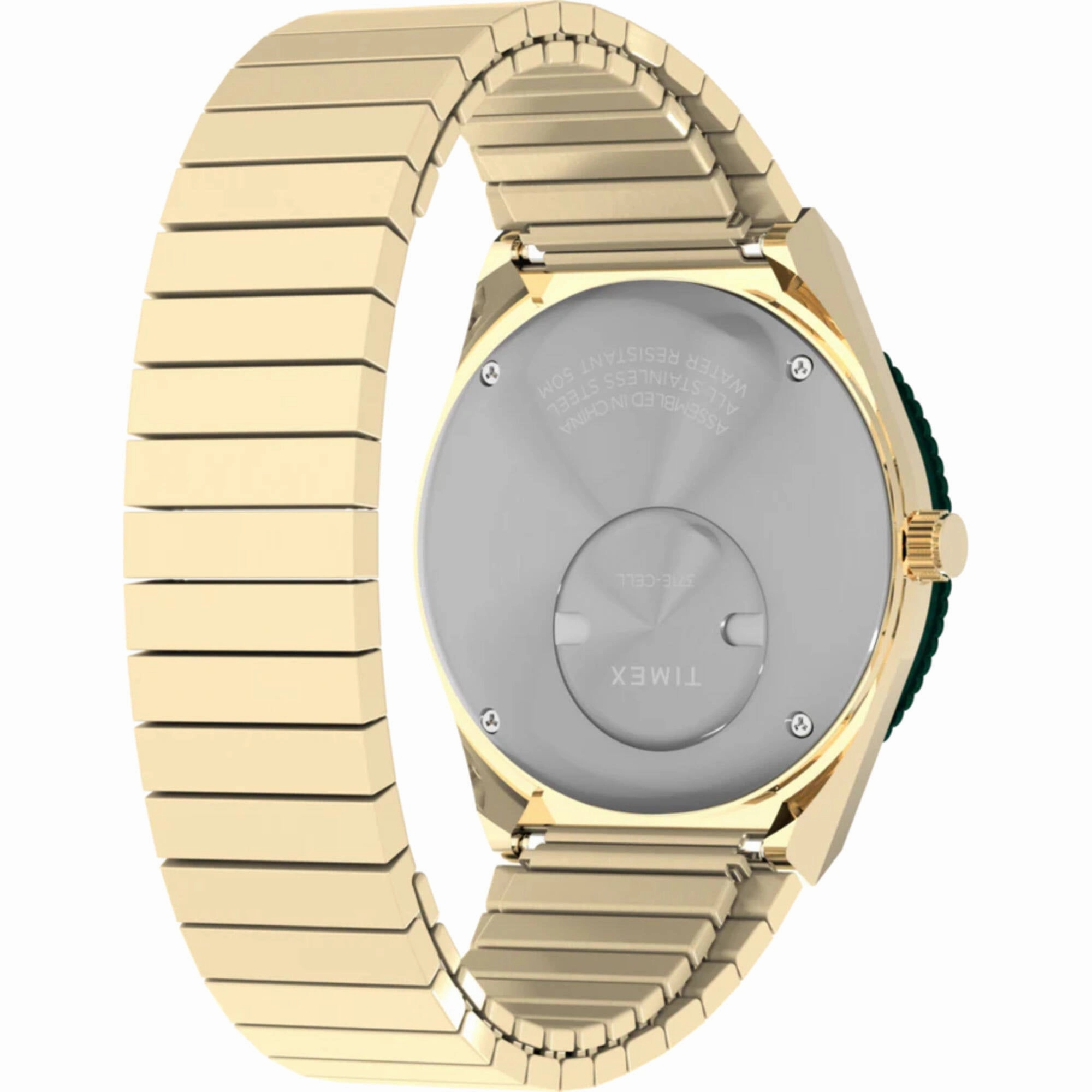Timex Women Watch - Q Timex Green Dial Yellow Gold Expansion Bracelet | TW2V92200