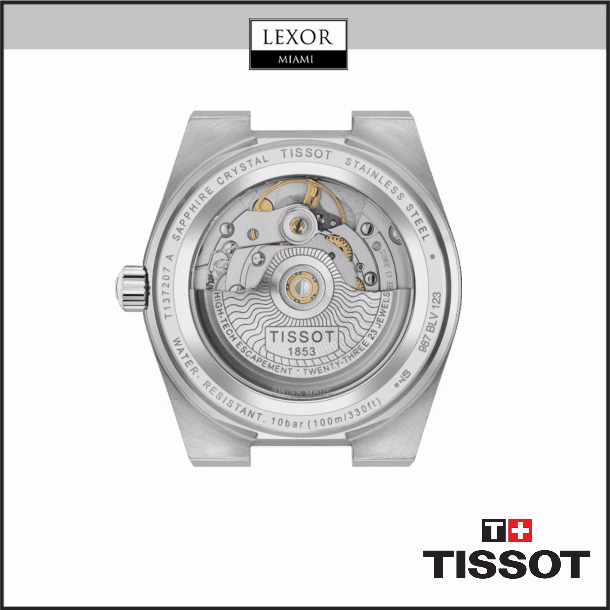 TISSOT T1372071104100 PRX UNISEX PW80 SS BR BL IND 35MM Watch
