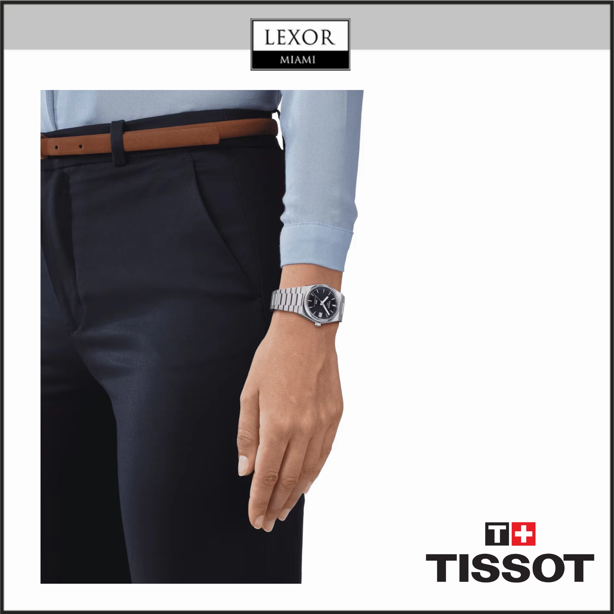 TISSOT T1372071104100 PRX UNISEX PW80 SS BR BL IND 35MM Watch