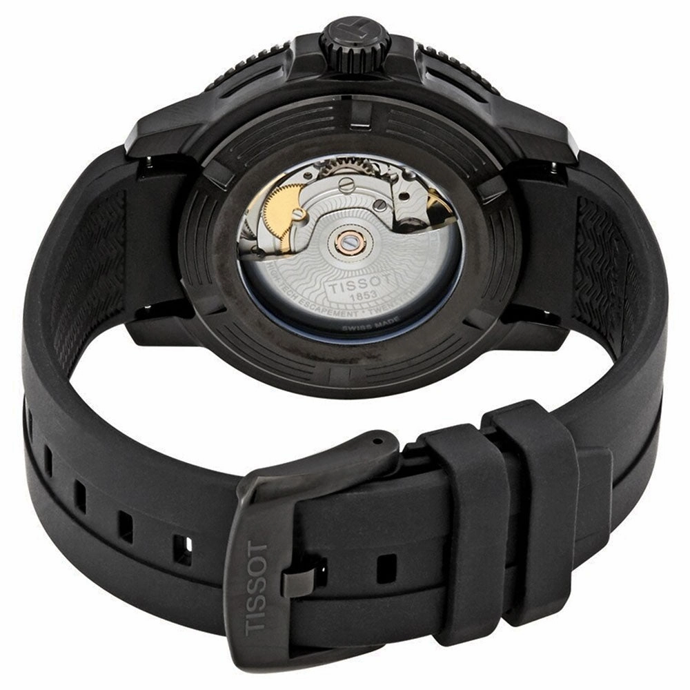 Tissot T-Sport Seastar 1000 Automatic Powermatic 80 Black PVD Black Dial Black Rubber Strap Date Divers Mens Watch T120.407.37.051.00
