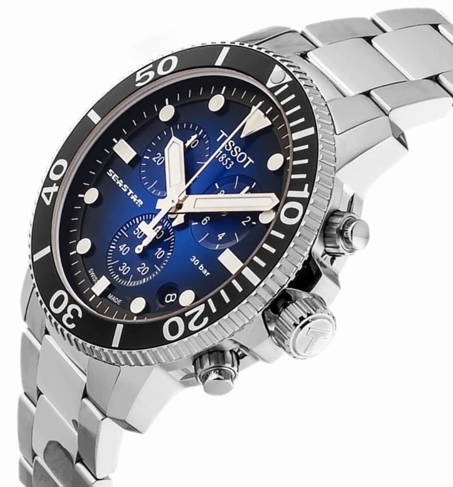Tissot T-Sport Seastar 1000 Chronograph Stainless Steel Blue Dial Date Divers Quartz Mens Watch T120.417.11.041.01