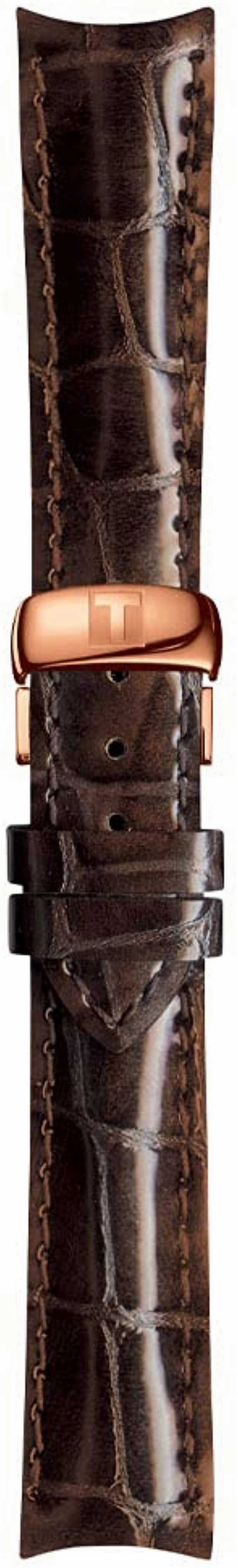 Tissot Women's Couturier 316L Stainless Steel case with Rose Gold PVD Coating Swiss Automatic Watch with Leather Strap, Brown, 18 (Model: T0352073603100)