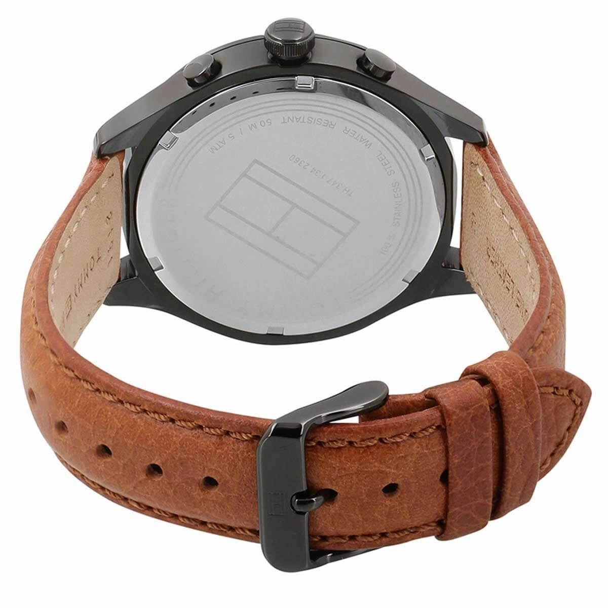 Tommy Hilfiger Men's Quartz Watch - Gavin Black Dial Brown Leather Strap | 1791470