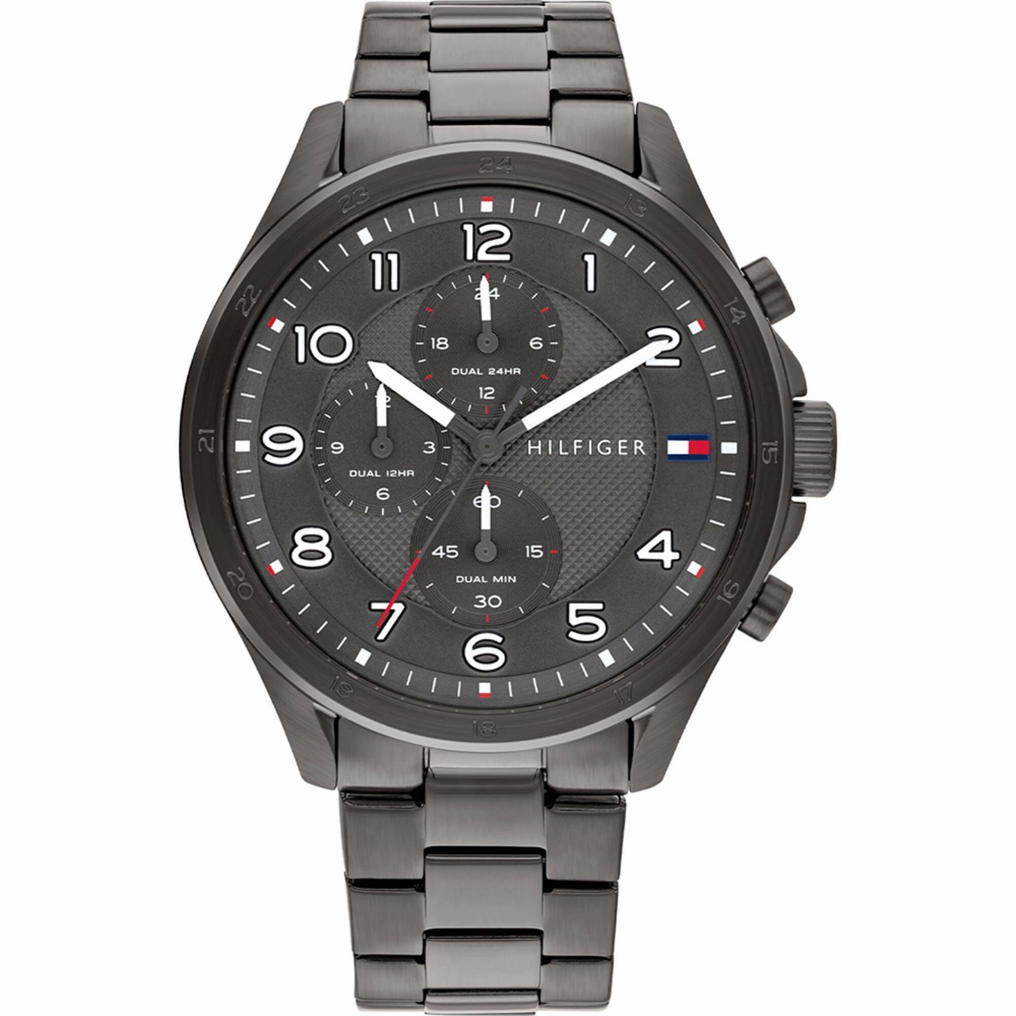 Tommy Hilfiger Men's Watch - Axel Dual Time Grey Stainless Steel Bracelet | 1792008