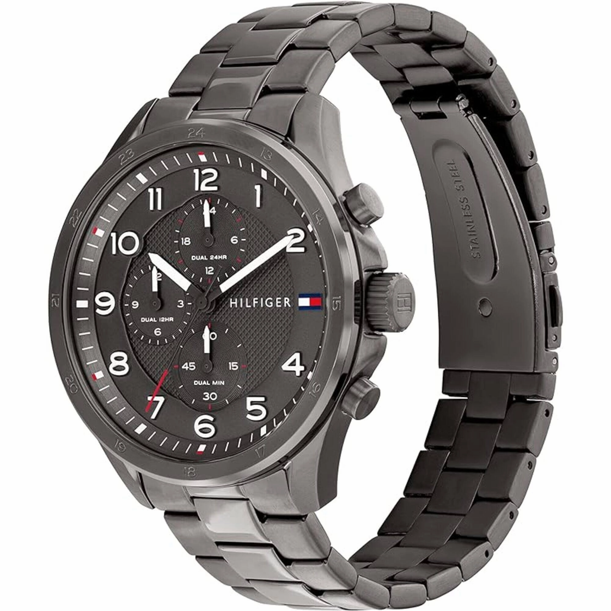 Tommy Hilfiger Men's Watch - Axel Dual Time Grey Stainless Steel Bracelet | 1792008