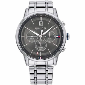 Tommy Hilfiger Men's Watch - Kyle Grey Dial Silver Steel Bracelet Quartz | 1791632