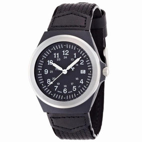 Traser 100163 Men's P5900 Type 3 Military Black Dial Black Textile & Leather Strap Watch