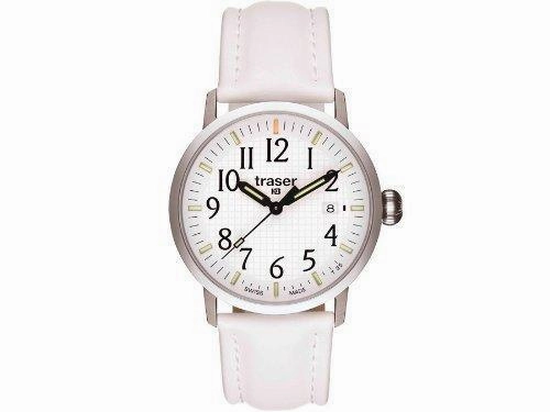 Traser T 4102 Men's Classic Basic White Leather Strap Watch