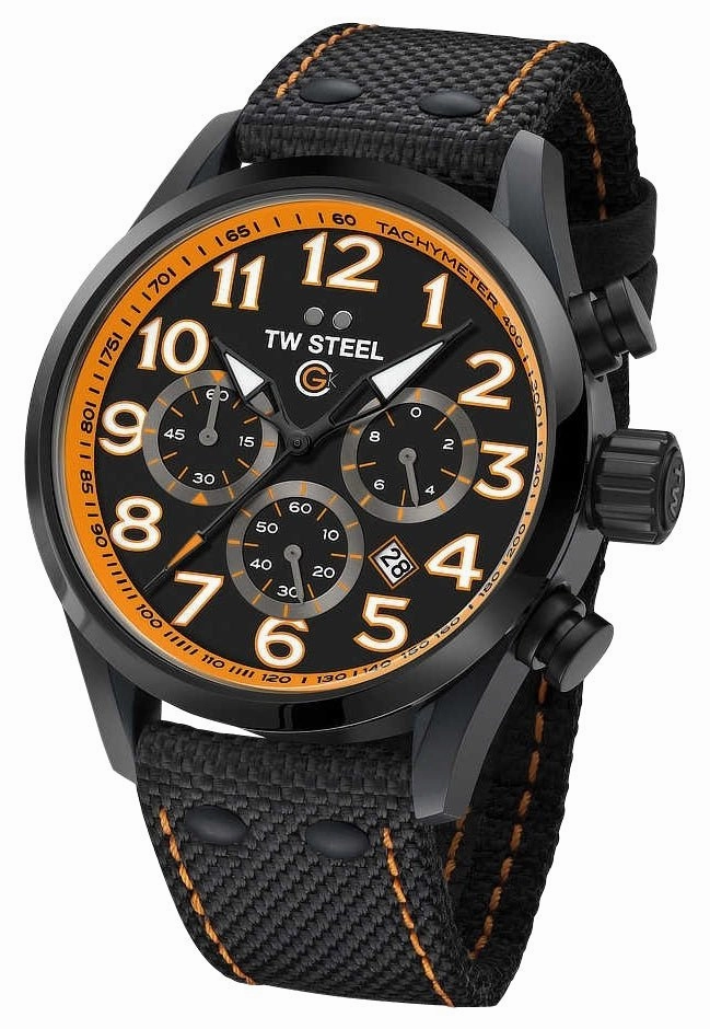 TW Steel Volante GCK Rallycross Special Edition Chronograph Black PVD Black Dial Black Textile Strap Date Quartz Mens Watch TW981