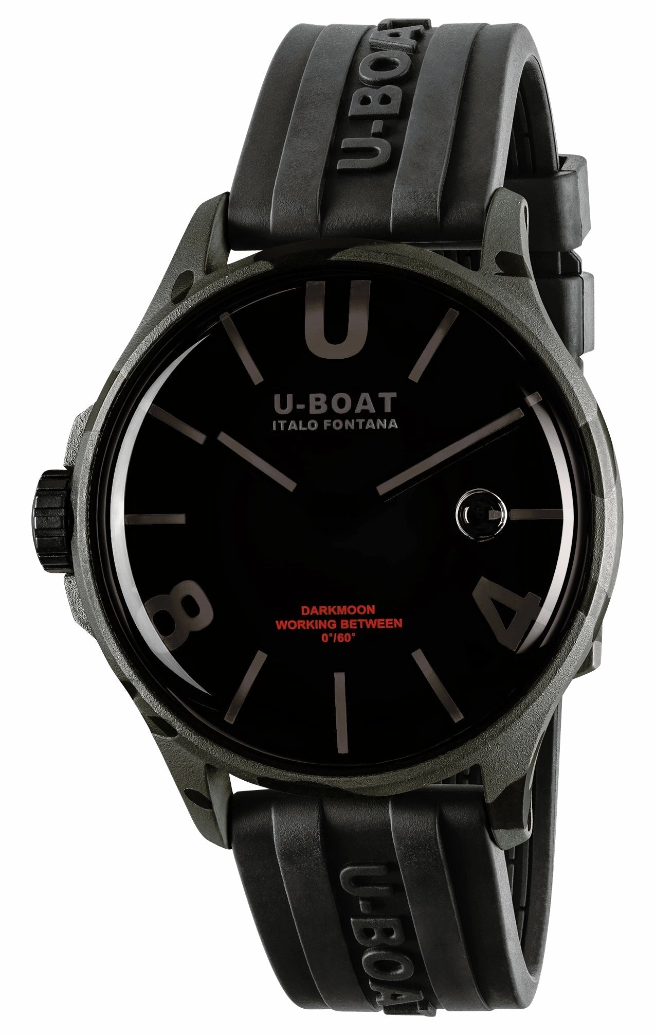 U-Boat Darkmoon Camouflage Black PVD Black Dial Black Rubber Strap Quartz Mens Watch 9553