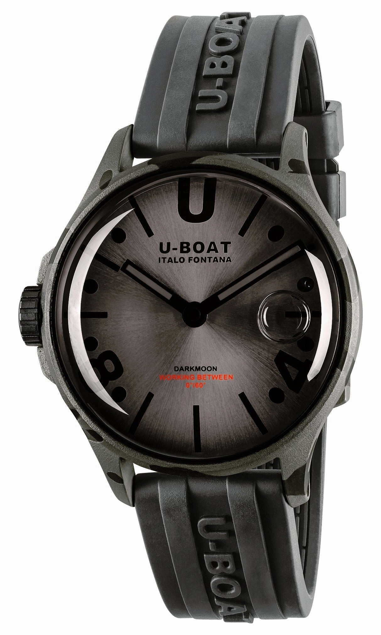 U-Boat Darkmoon Camouflage Black PVD Gray Dial Black Rubber Strap Quartz Mens Watch 9551