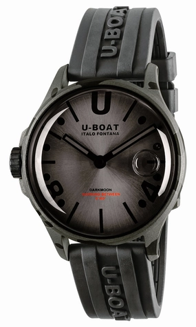 U-Boat Darkmoon Camouflage Black PVD Gray Dial Black Rubber Strap Quartz Mens Watch 9551