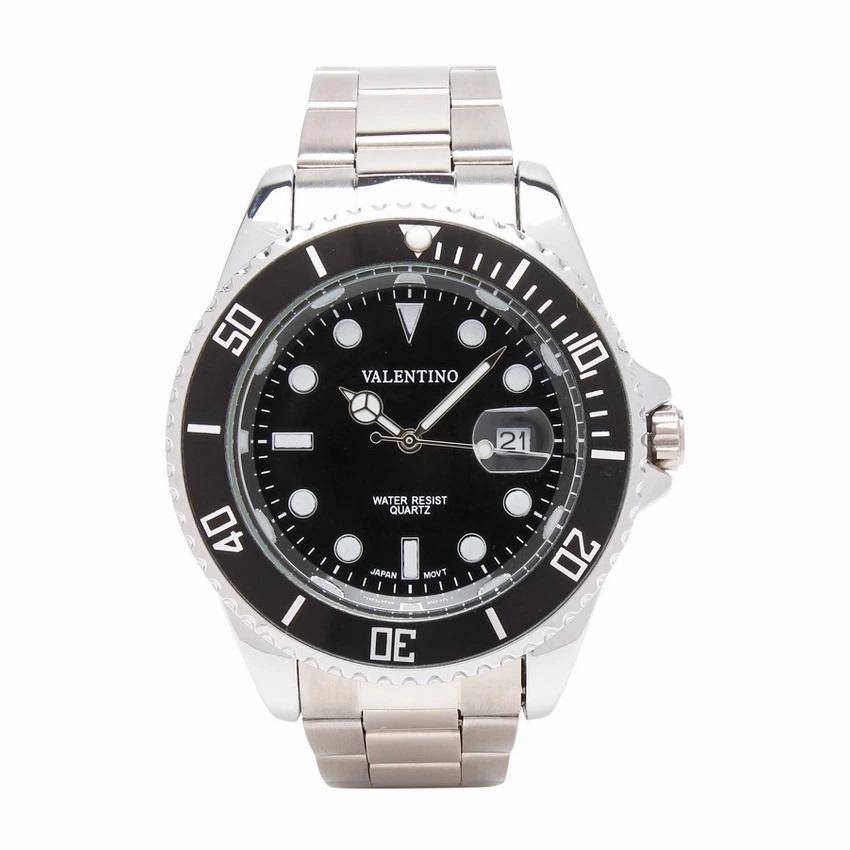 Valentino 20121580-SILVER - BLACK DIAL STAINLESS BAND STRAP Watch for Men