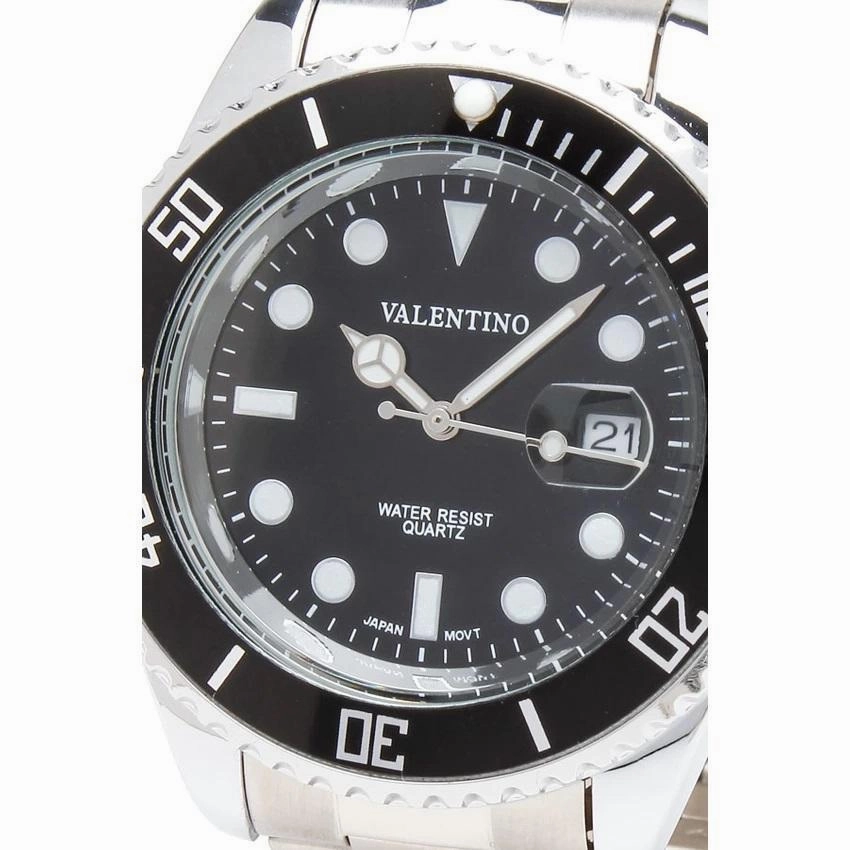 Valentino 20121580-SILVER - BLACK DIAL STAINLESS BAND STRAP Watch for Men