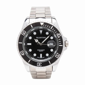 Valentino 20121580-SILVER - BLACK DIAL STAINLESS BAND STRAP Watch for Men