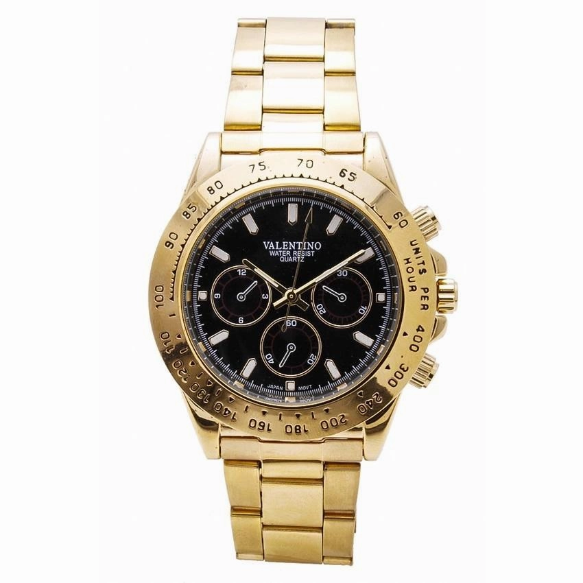 Valentino 20121651-BLACK DIAL STAINLESS BAND STRAP Watch for Men