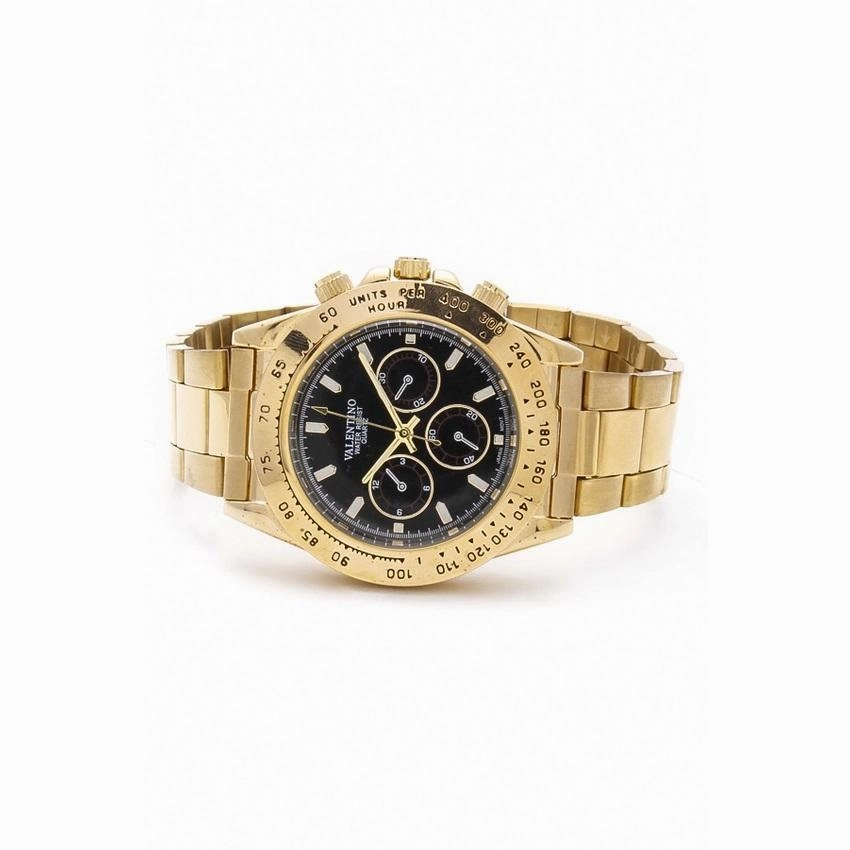Valentino 20121651-BLACK DIAL STAINLESS BAND STRAP Watch for Men