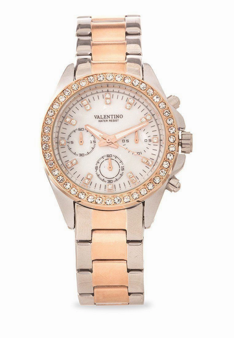 Valentino 20121662-TWO TONE - MOP DIAL EXCALIBUR IP ROSE GOLD STAINLESS STEEL BAND STRAP Watch  for Women