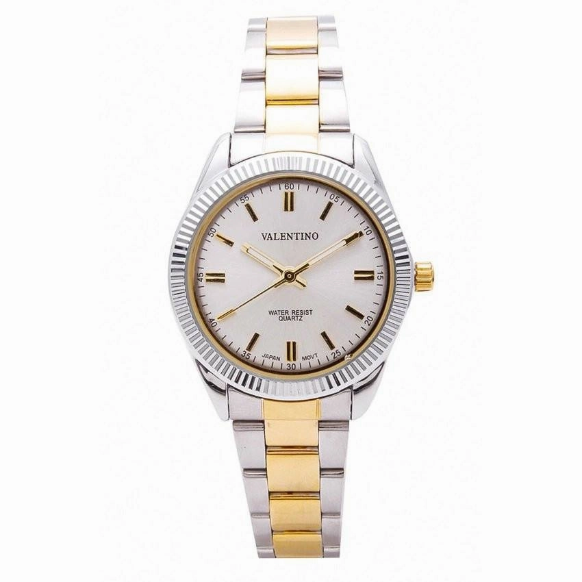 Valentino 20121678-TWO TONE - SILVER DIAL CASIO IP GLD MTL STYLE L STAINLESS BAND STRAP Watch for Women