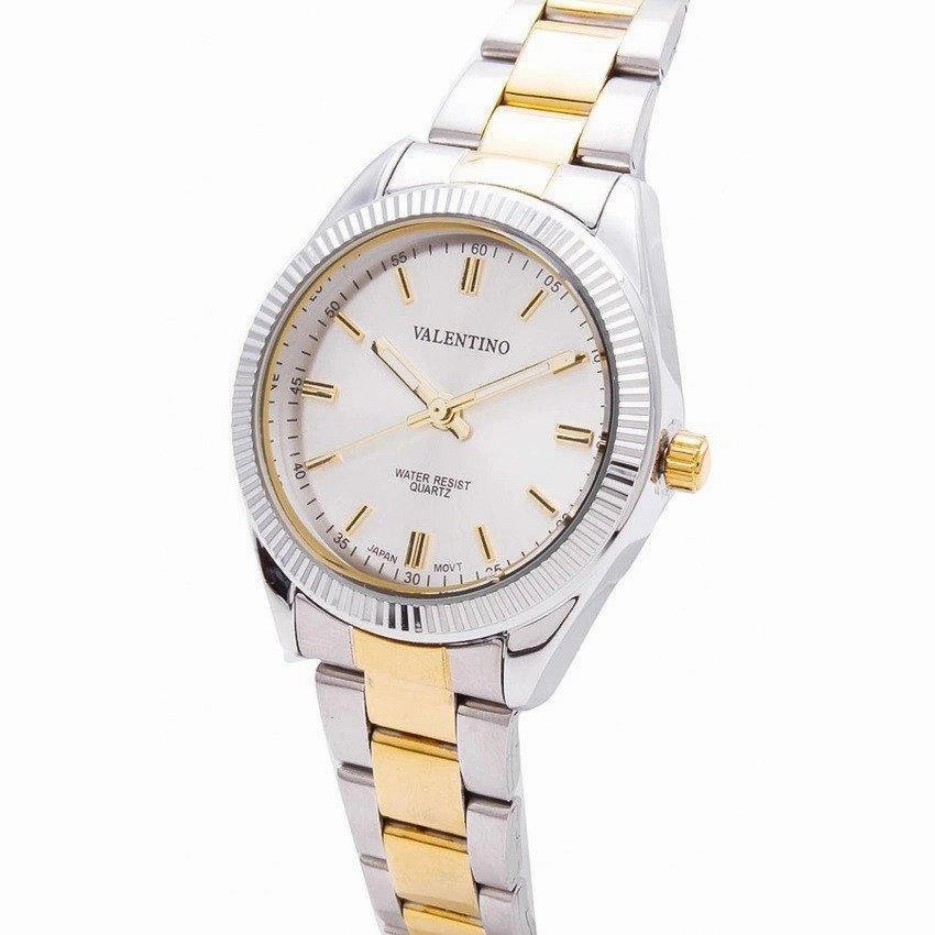 Valentino 20121678-TWO TONE - SILVER DIAL CASIO IP GLD MTL STYLE L STAINLESS BAND STRAP Watch for Women