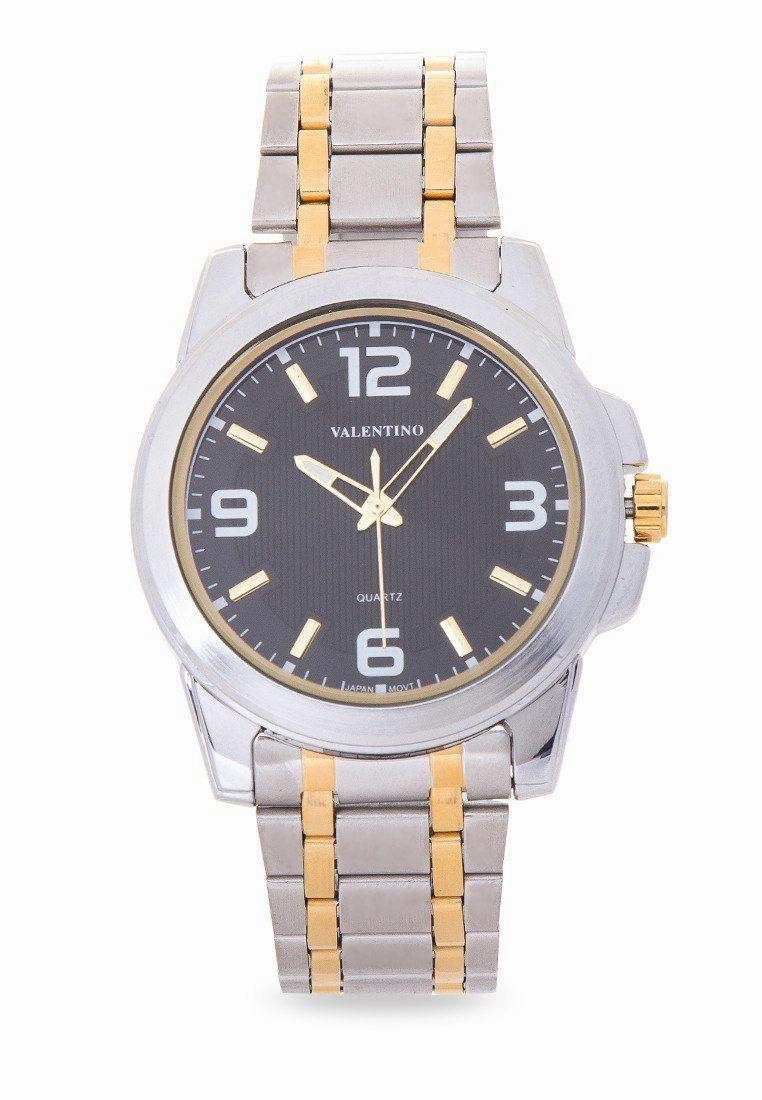 Valentino 20121952-TWO TONE - BLACK DIAL STAINLESS BAND Watch For Men