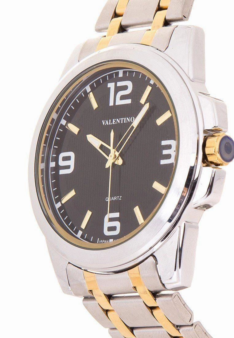 Valentino 20121952-TWO TONE - BLACK DIAL STAINLESS BAND Watch For Men