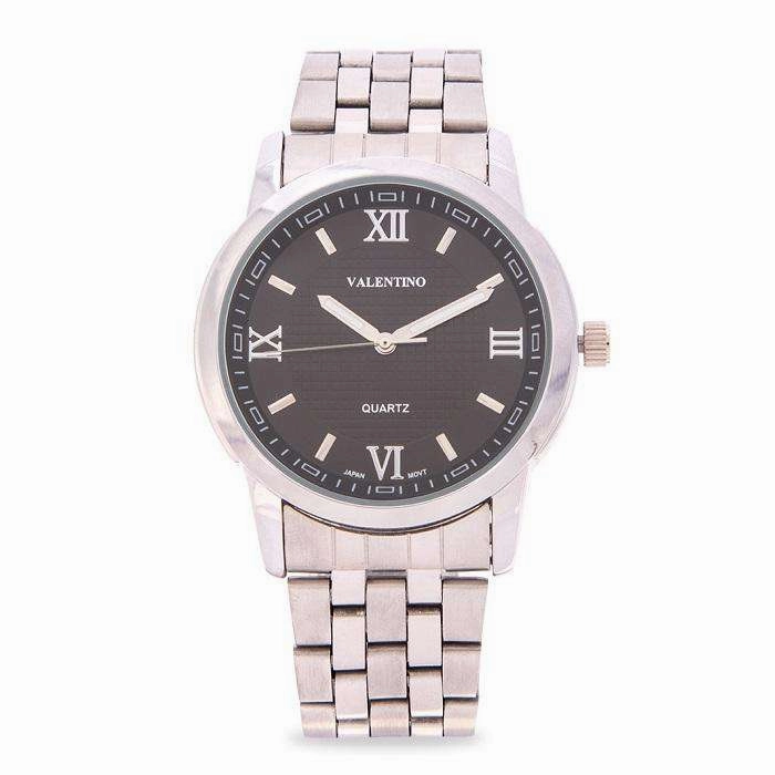 Valentino 20122123-BLACK DIAL Silver Stainless Steel Band Watch for Men