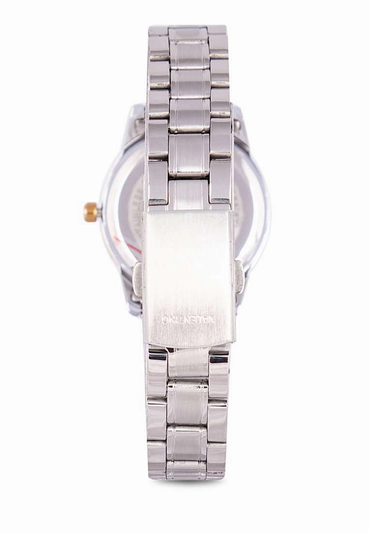 Valentino 20122300-GOLD RING-BLK DIAL Silver Strap for Women