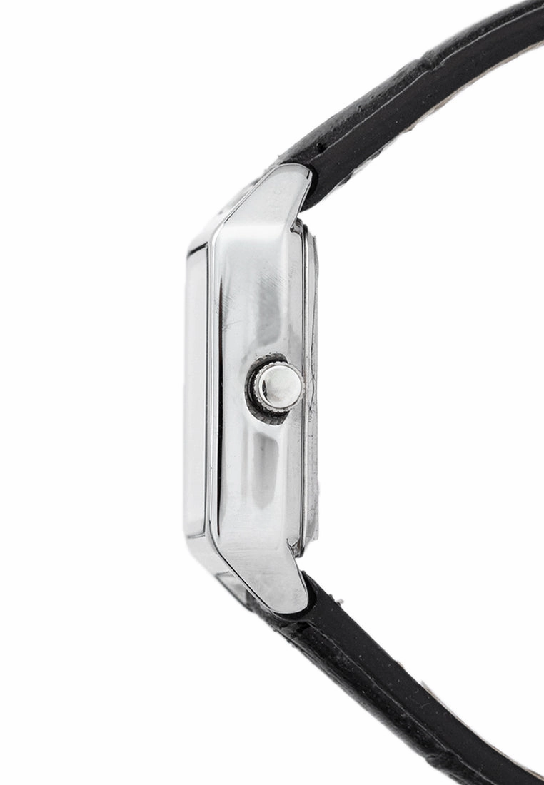 Valentino 20122376-BLK STRAP - SILVER DIAL Leather Strap Analog Watch for Women